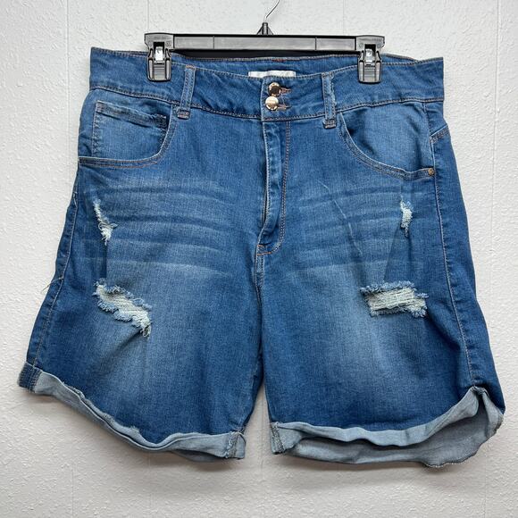 C'est Toi Distressed High Rise 5-Pocket Cut-Off Women's Denim Shorts Size 3XL - Picture 1 of 9